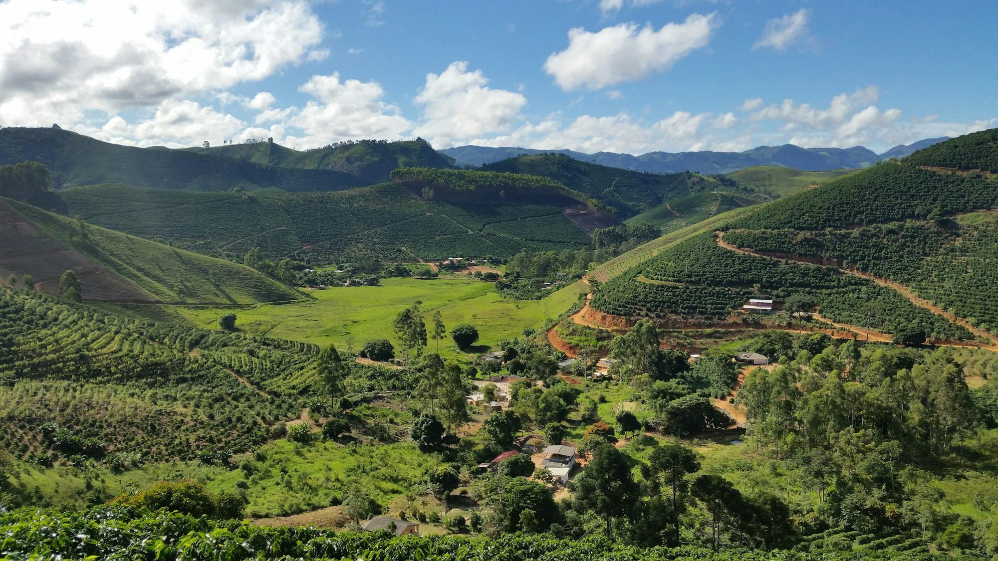 Mountain landscape of Kenya's Central Highlands coffee growing region